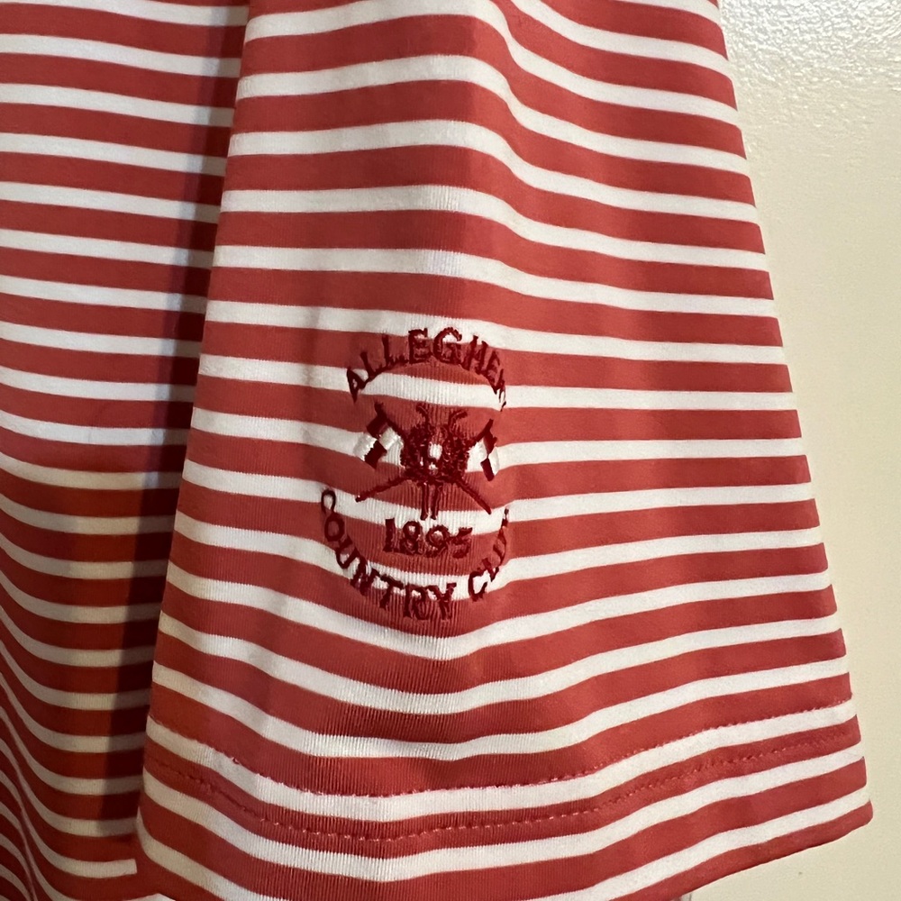 Peter Millar Salmon and White Striped Men’s Polo Size XL GOLF SPRING SUM… - Picture 4 of 6